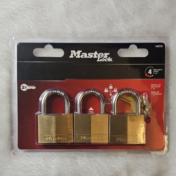 Master Lock Other - Master Lock 140TRI Solid Brass Padlock with Key - Pack of 3